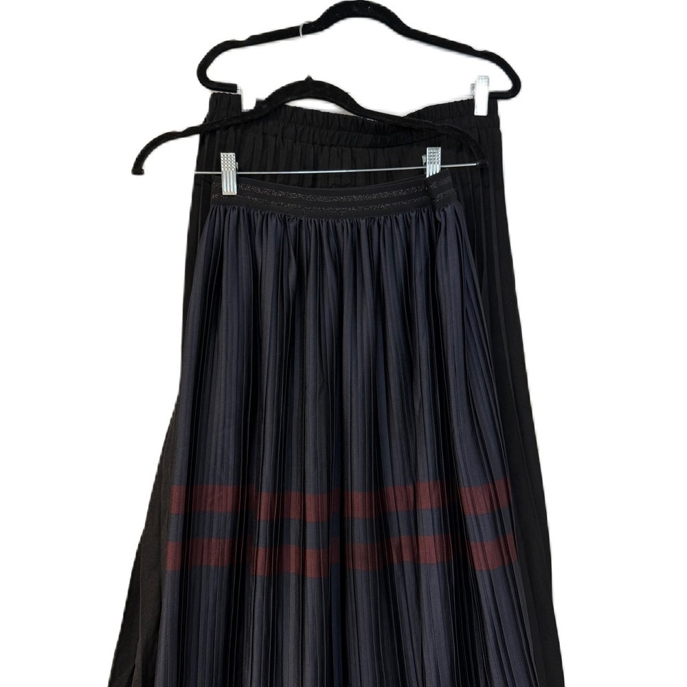 Black & Navy Midi A-Line Pleated Skirt for Work Sz l bundle